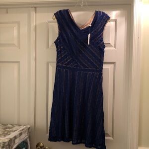 Chic Navy Lace Midi Dress